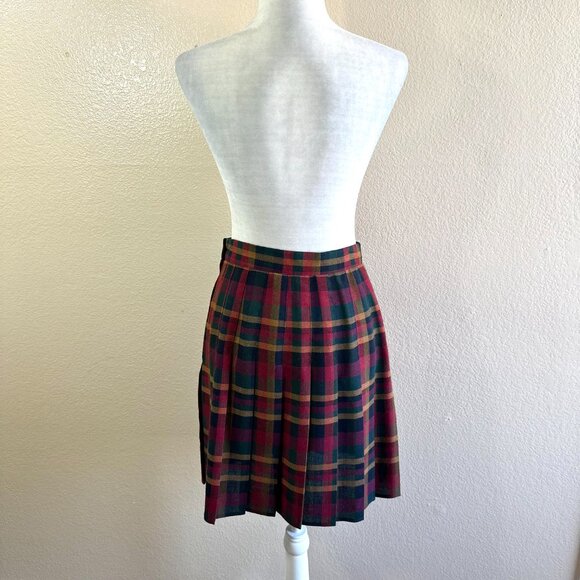 Bentley Vtg 90s Red Plaid Pleated Mini High rise Skirt - Picture 4 of 5